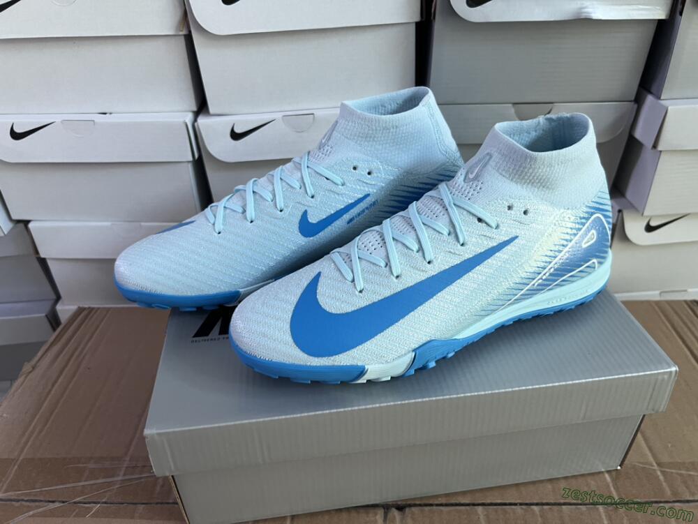 Nike Air Zoom Mercurial Superfly 10 Elite TF High-Tops Soccer Shoes - Jade/Beige/Blue