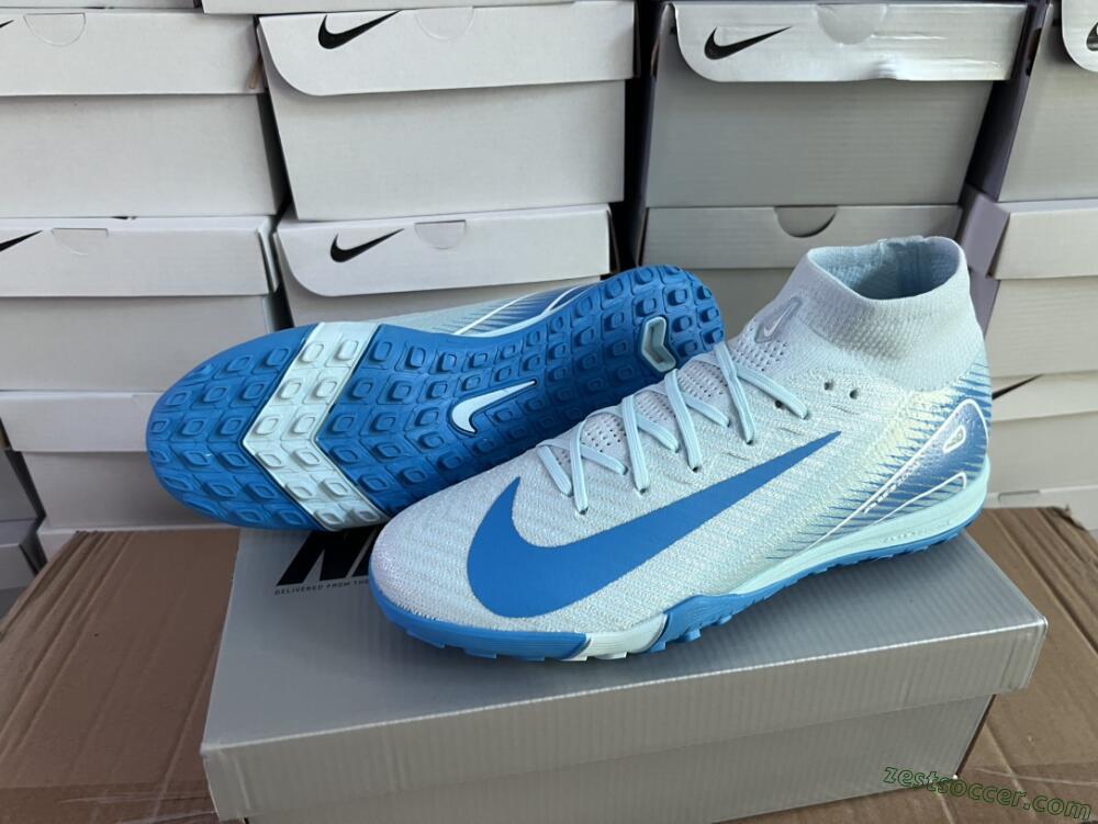 Nike Air Zoom Mercurial Superfly 10 Elite TF High-Tops Soccer Shoes - Jade/Beige/Blue