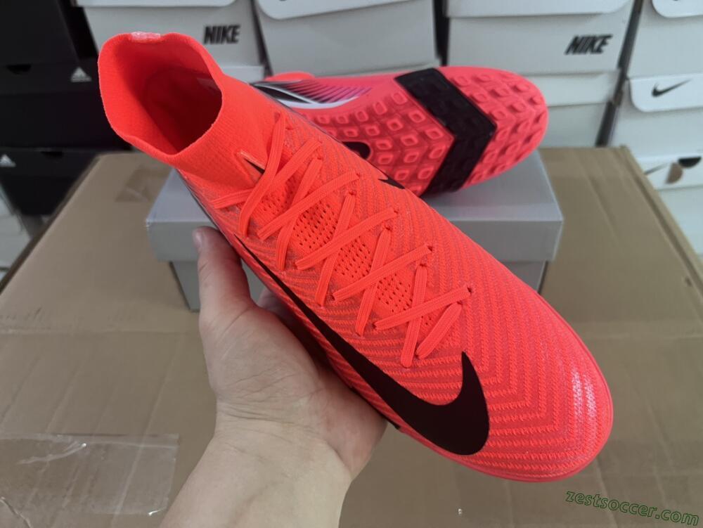 Nike Air Zoom Mercurial Superfly 10 Elite TF High-Tops Soccer Shoes - Red/Black/White
