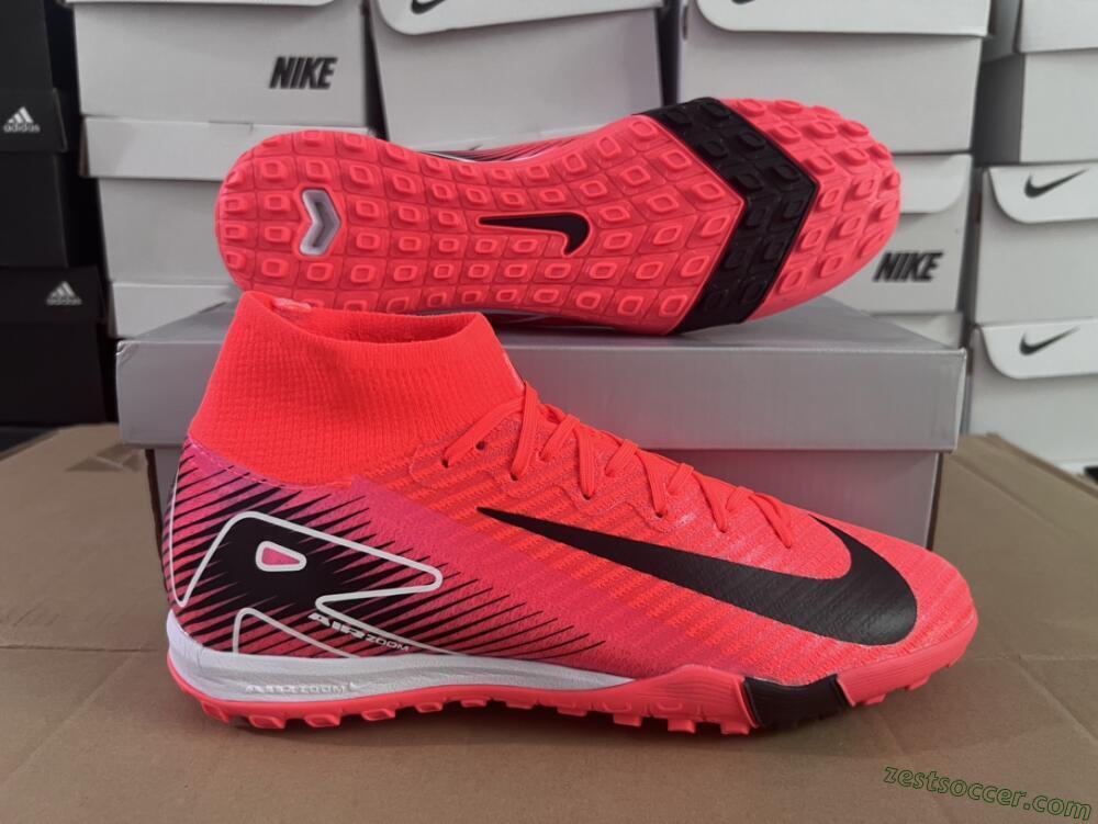 Nike Air Zoom Mercurial Superfly 10 Elite TF High-Tops Soccer Shoes - Red/Black/White