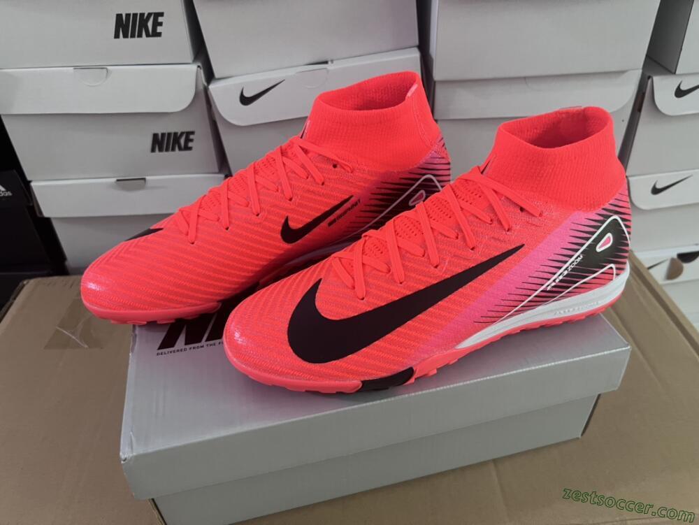 Nike Air Zoom Mercurial Superfly 10 Elite TF High-Tops Soccer Shoes - Red/Black/White