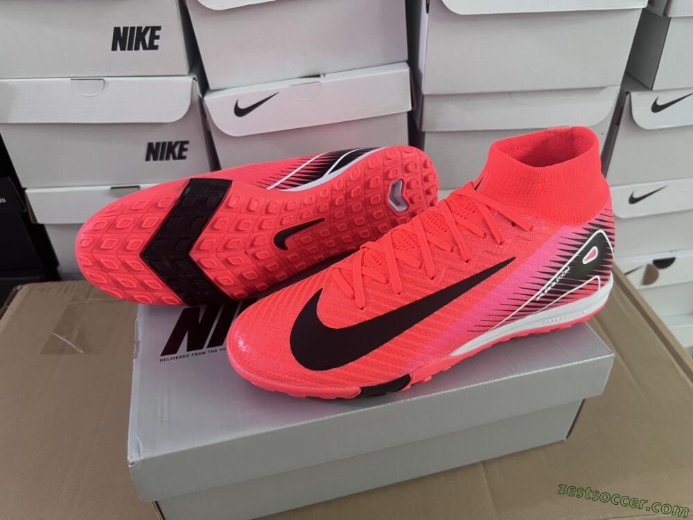 Nike Air Zoom Mercurial Superfly 10 Elite TF High-Tops Soccer Shoes - Red/Black/White