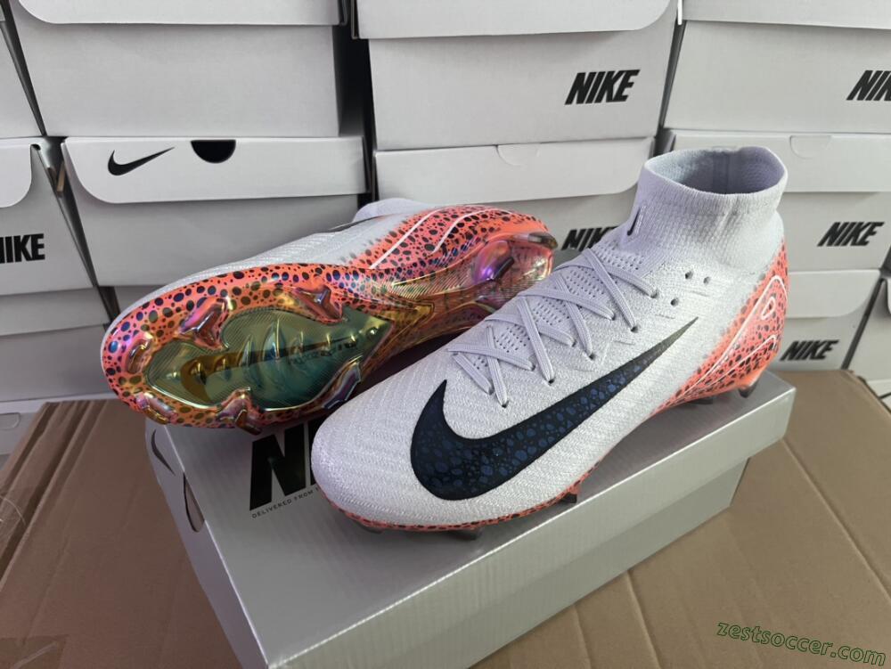 Nike Air Zoom Mercurial Superfly 10 Elite FG High-Tops Soccer Cleats - Grey/Leopard/Gold