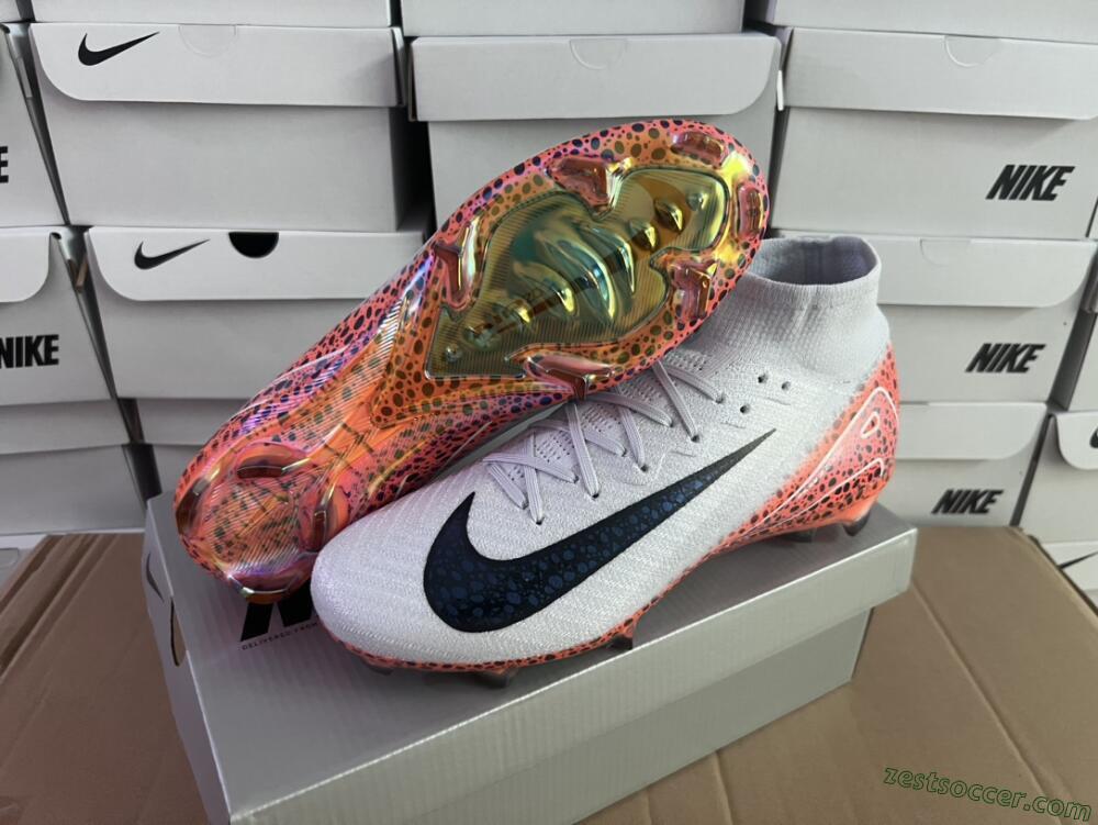 Nike Air Zoom Mercurial Superfly 10 Elite FG High-Tops Soccer Cleats - Grey/Leopard/Gold