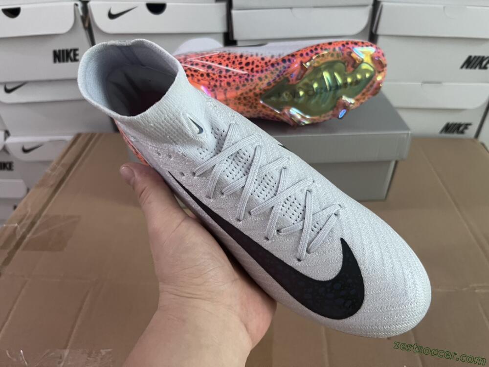 Nike Air Zoom Mercurial Superfly 10 Elite FG High-Tops Soccer Cleats - Grey/Leopard/Gold