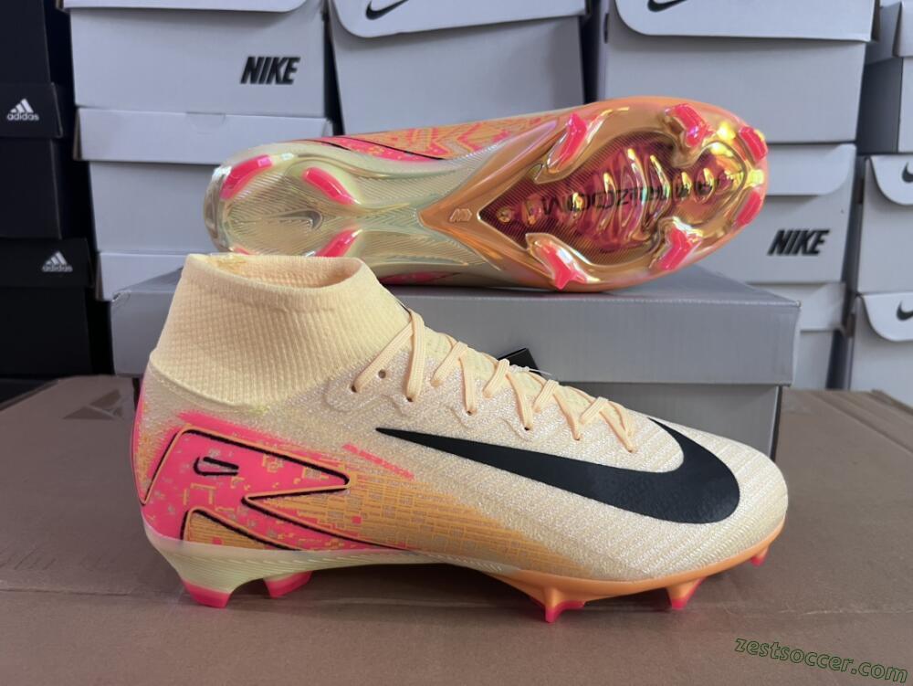 Nike Air Zoom Mercurial Superfly 10 Elite FG High-Tops Soccer Cleats - Yellow/Black/Pink/Gold
