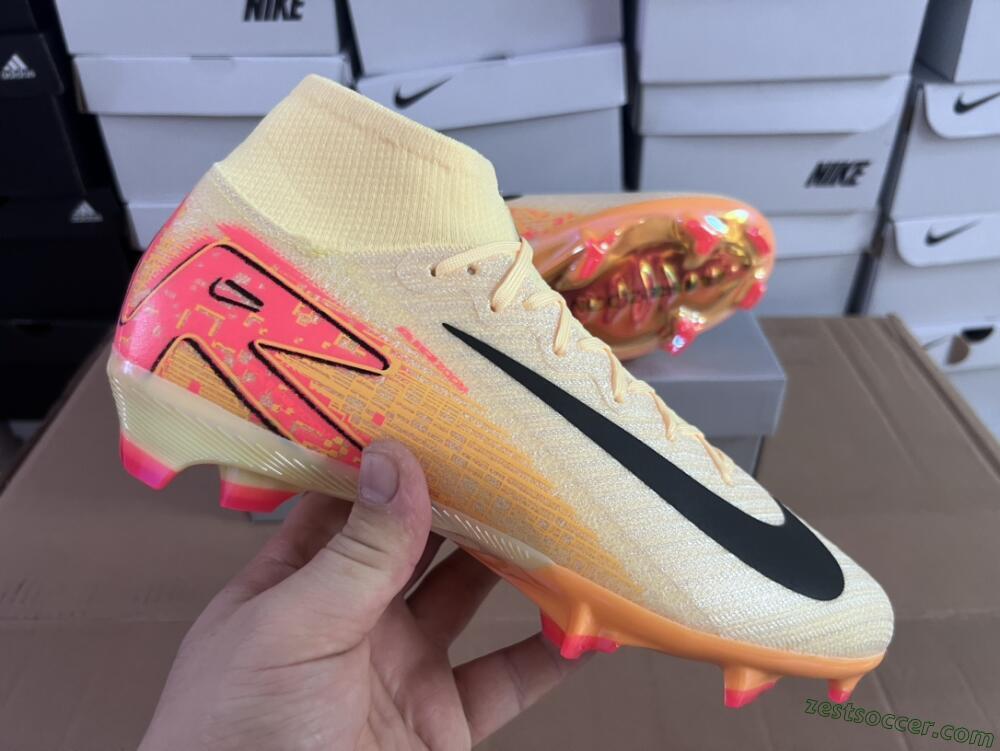 Nike Air Zoom Mercurial Superfly 10 Elite FG High-Tops Soccer Cleats - Yellow/Black/Pink/Gold