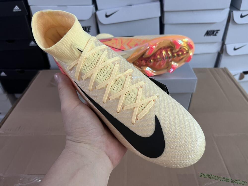 Nike Air Zoom Mercurial Superfly 10 Elite FG High-Tops Soccer Cleats - Yellow/Black/Pink/Gold