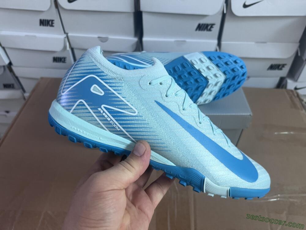 Nike Air Zoom Mercurial Vapor 16 Elite TF Low-Tops Soccer Shoes - Jade/Beige/Blue