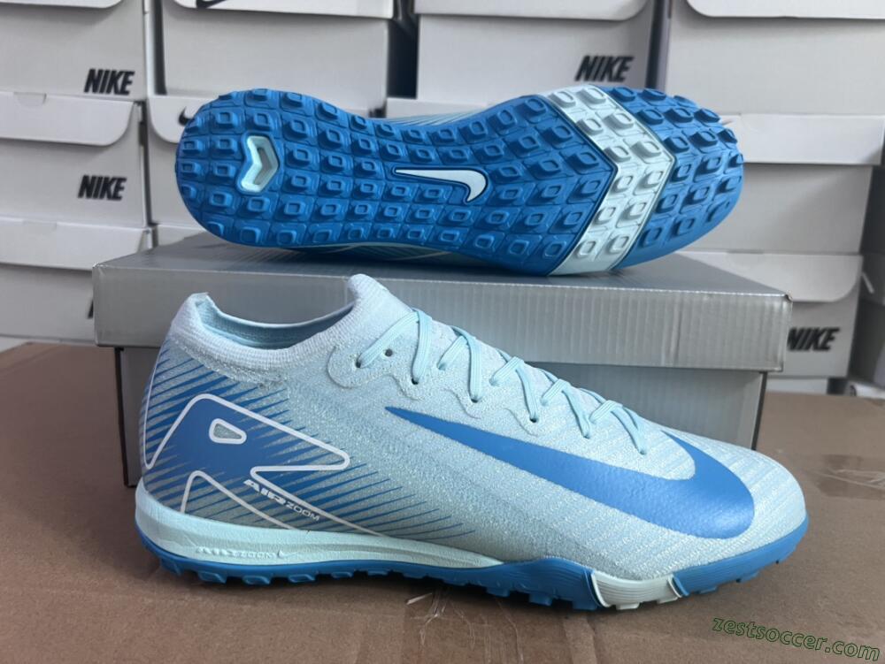 Nike Air Zoom Mercurial Vapor 16 Elite TF Low-Tops Soccer Shoes - Jade/Beige/Blue