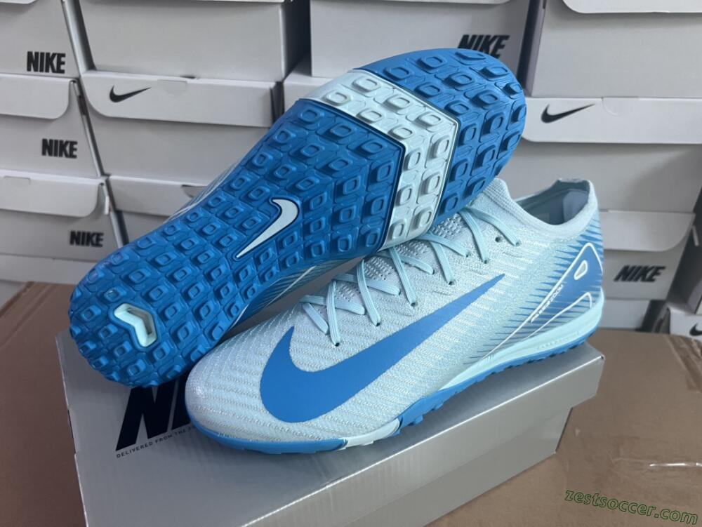 Nike Air Zoom Mercurial Vapor 16 Elite TF Low-Tops Soccer Shoes - Jade/Beige/Blue