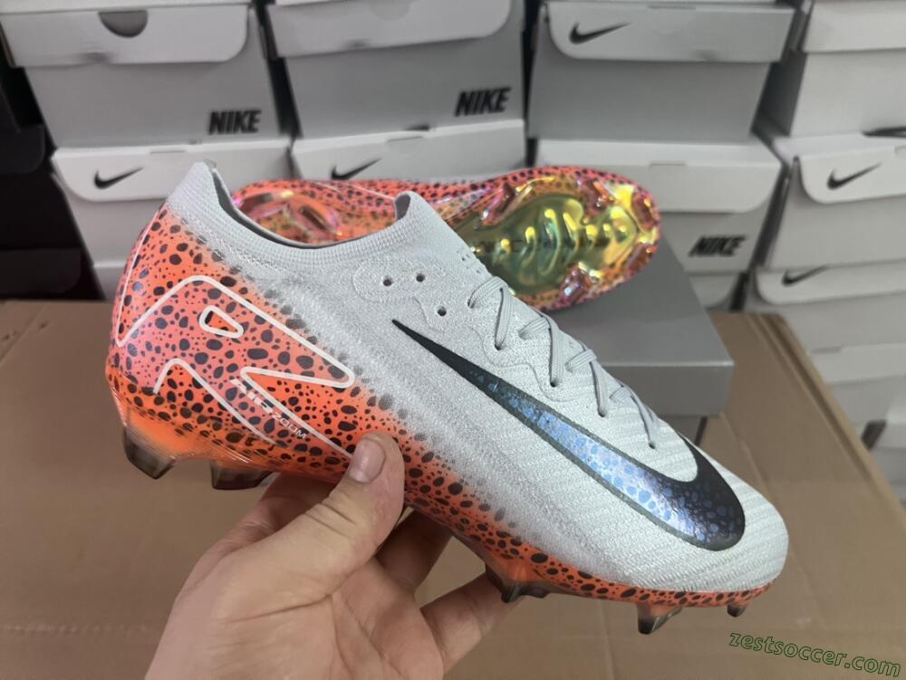 Nike Air Zoom Mercurial Vapor 16 Elite FG Low-Tops Soccer Cleats - Grey/Black/Leopard