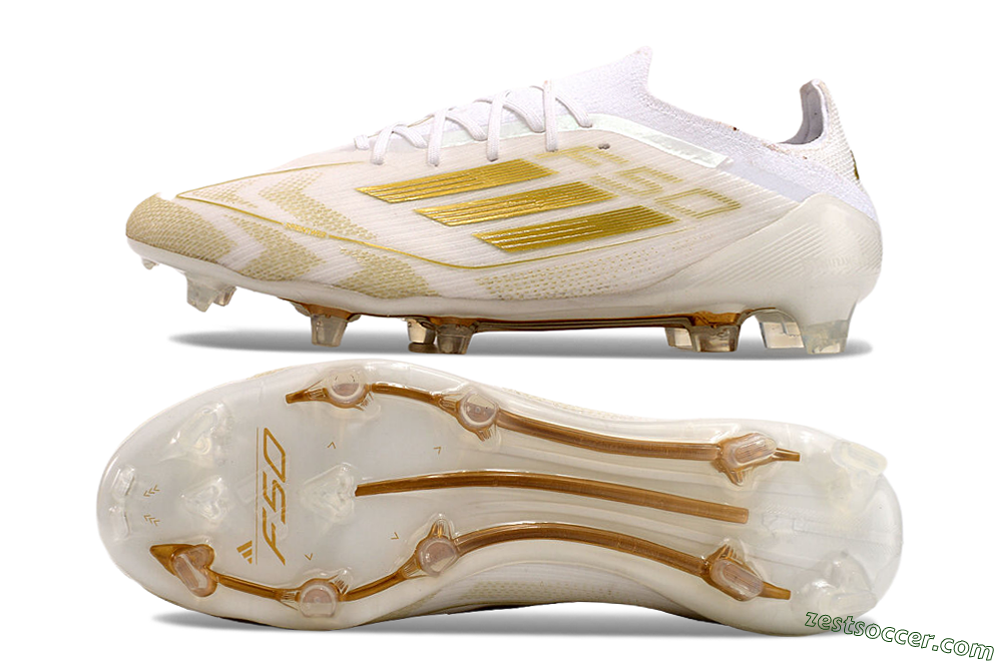 Adidas F50 Elite FG Low-Tops Soccer Cleats - White/Gold 1