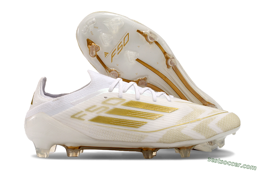 Adidas F50 Elite FG Low-Tops Soccer Cleats - White/Gold 0
