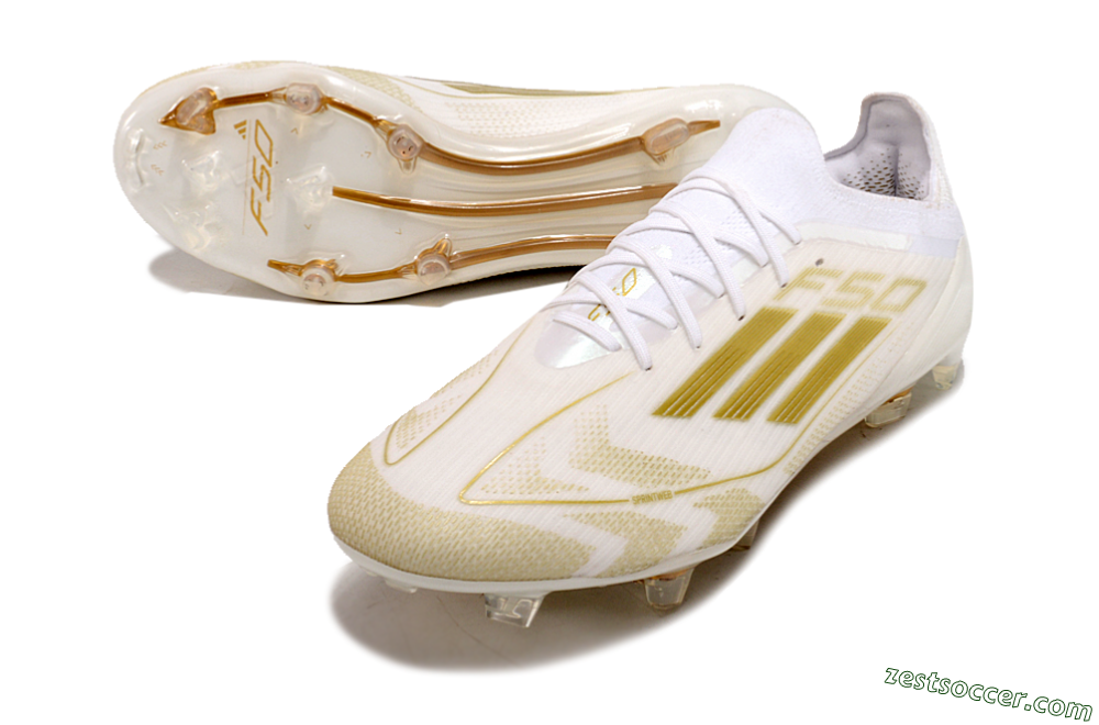 Adidas F50 Elite FG Low-Tops Soccer Cleats - White/Gold 3