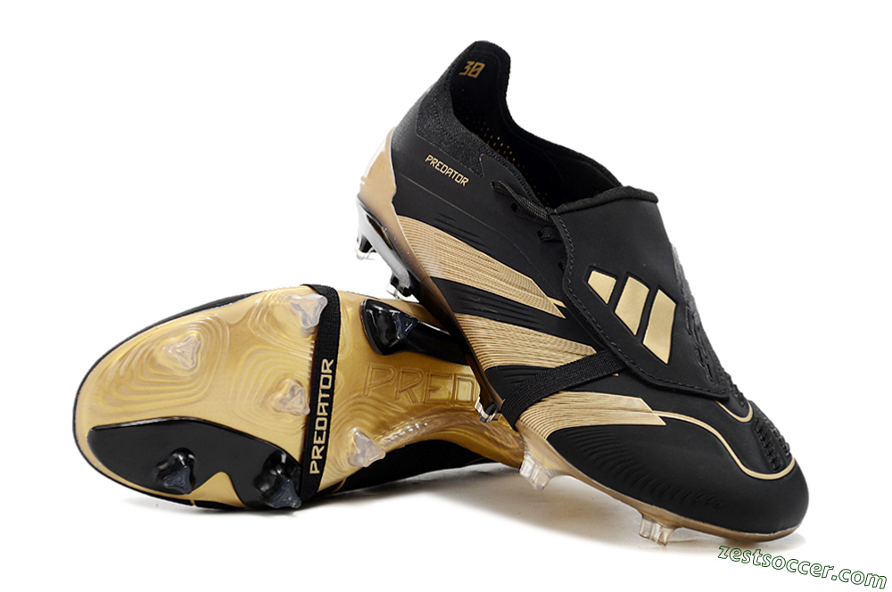 Adidas Predator Elite Tongue FG Low-Tops Soccer Cleats - Black/Gold 3