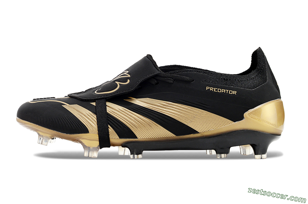 Adidas Predator Elite Tongue FG Low-Tops Soccer Cleats - Black/Gold 2