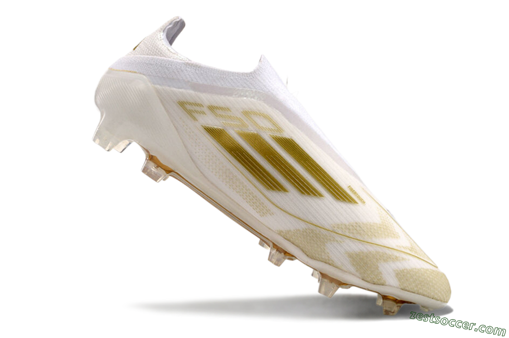 Adidas F50 Elite Laceless FG Low-Tops Soccer Cleats - White/Gold 4
