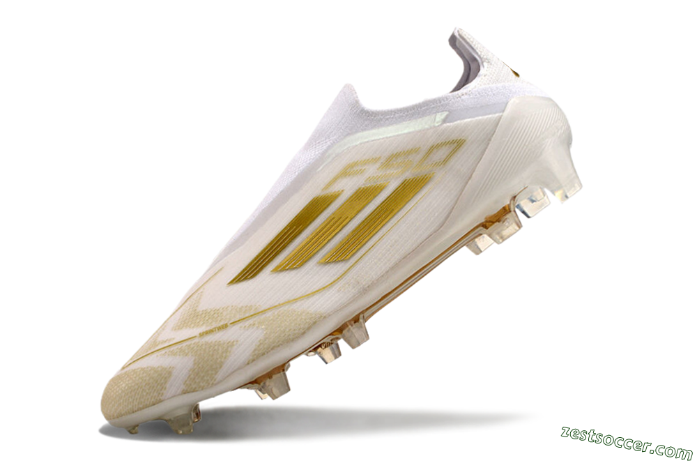 Adidas F50 Elite Laceless FG Low-Tops Soccer Cleats - White/Gold 5