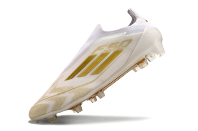Adidas F50 Elite Laceless FG Low-Tops Soccer Cleats - White/Gold