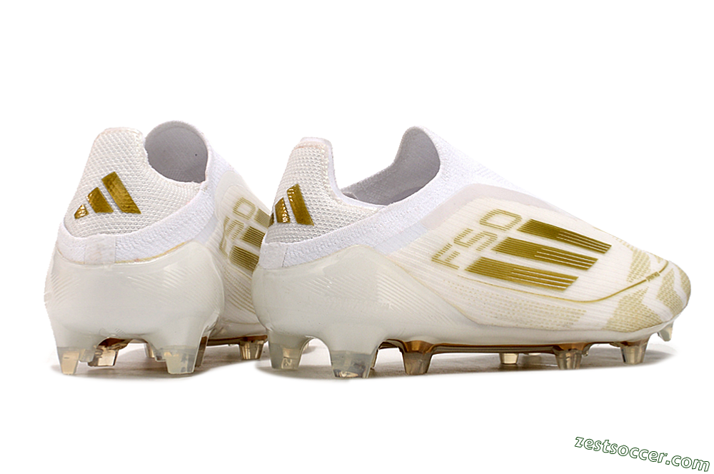 Adidas F50 Elite Laceless FG Low-Tops Soccer Cleats - White/Gold 6