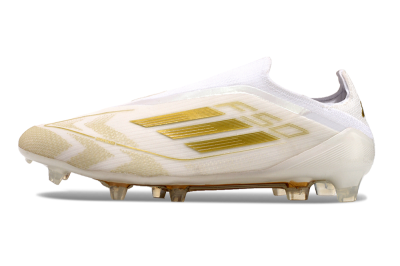 Adidas F50 Elite Laceless FG Low-Tops Soccer Cleats - White/Gold