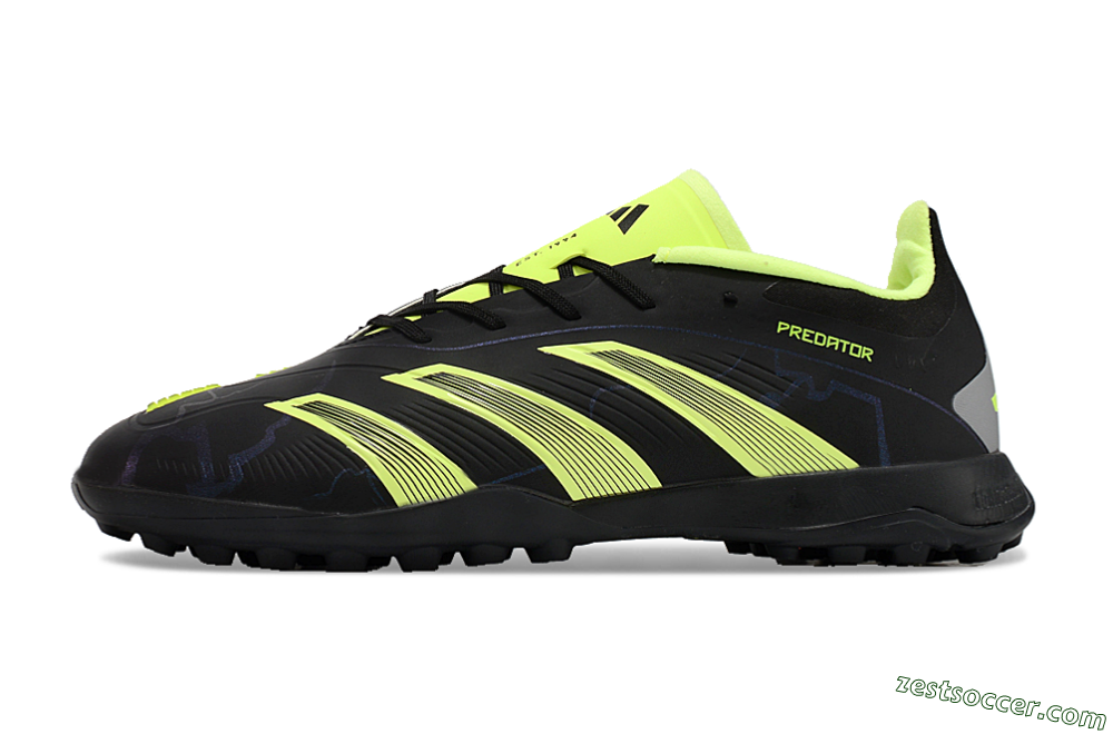 Adidas Predator 24 Elite TF Low-Tops Soccer Shoes - Black/Yellow/Grey 2