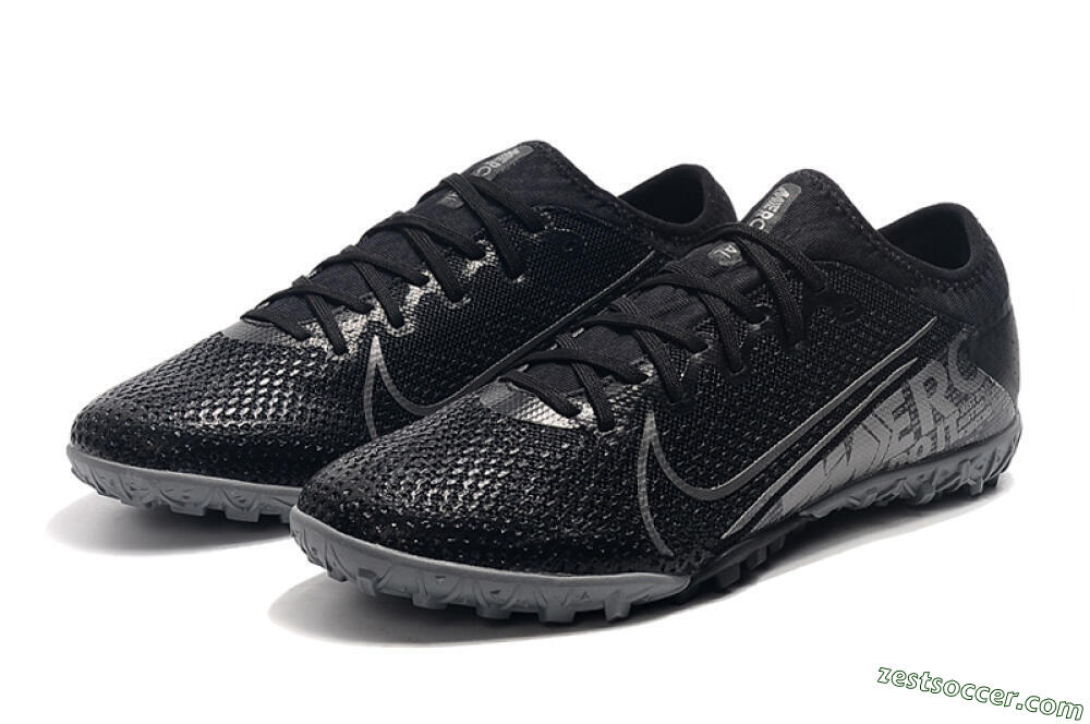 Nike Air Zoom Mercurial Vapor 13 Elite TF Low-Tops Soccer Shoes - Black/Silver/Grey 5