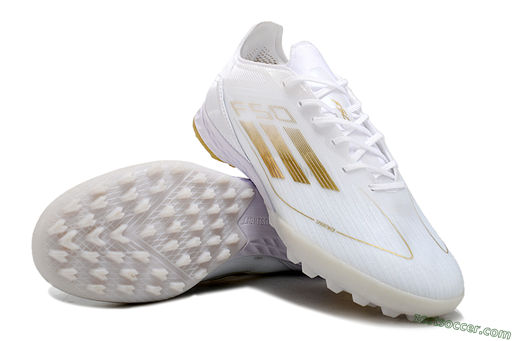 Adidas F50 Elite TF Low-Tops Soccer Shoes - White/Gold 3