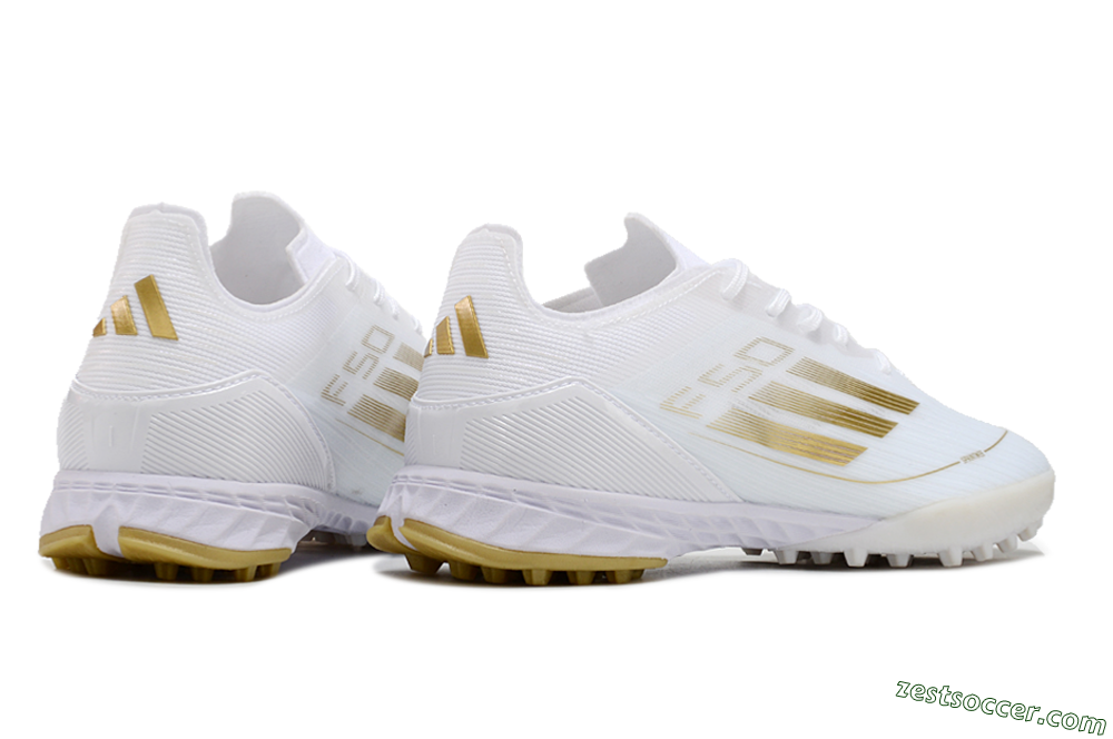Adidas F50 Elite TF Low-Tops Soccer Shoes - White/Gold 6