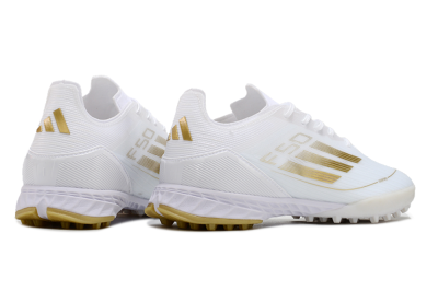 Adidas F50 Elite TF Low-Tops Soccer Shoes - White/Gold