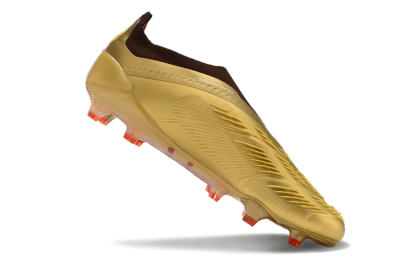 Adidas Predator 24 Elite Laceless FG Low-Tops Soccer Cleats - Gold/White/Brown