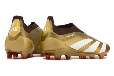 Adidas Predator 24 Elite Laceless FG Low-Tops Soccer Cleats - Gold/White/Brown