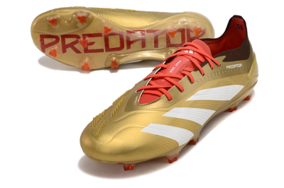 Adidas Predator 24 Elite FG Low-Tops Soccer Cleats - Gold/White/Brown