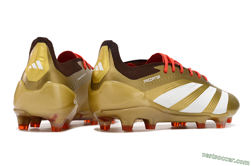 Adidas Predator 24 Elite FG Low-Tops Soccer Cleats - Gold/White/Brown 6