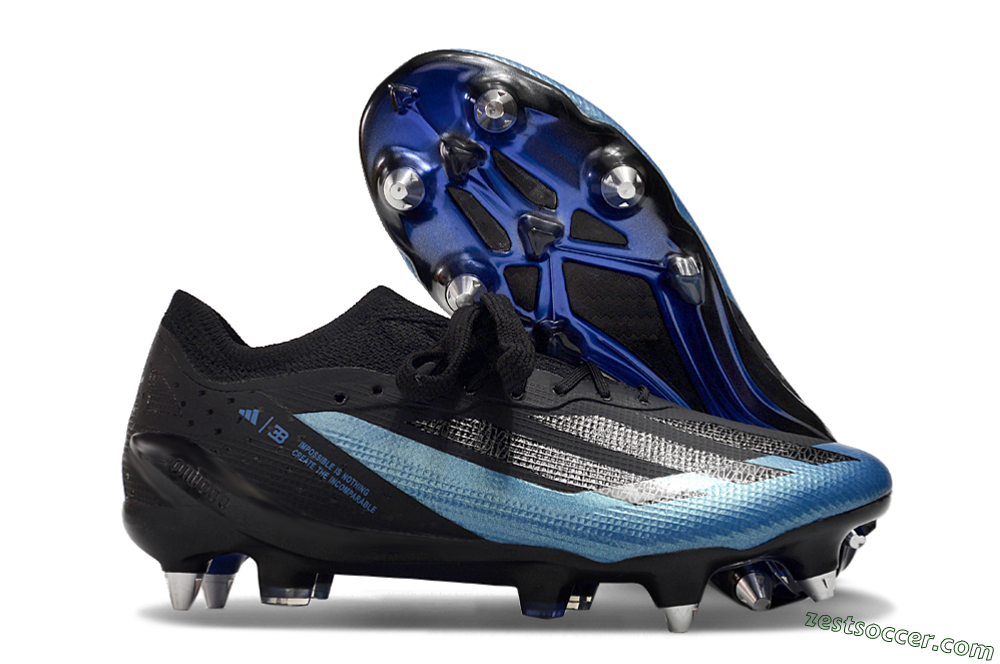 Adidas X Bugatti Crazyfast.1 SG Low-Tops Soccer Cleats - Black/Blue/Silver 0