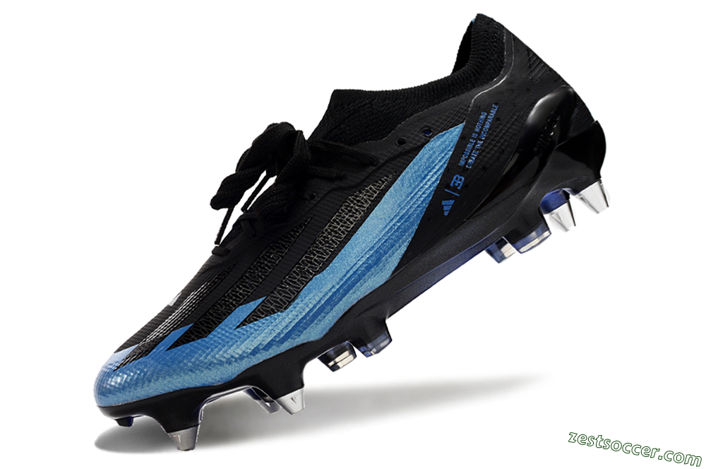 Adidas X Bugatti Crazyfast.1 SG Low-Tops Soccer Cleats - Black/Blue/Silver 5