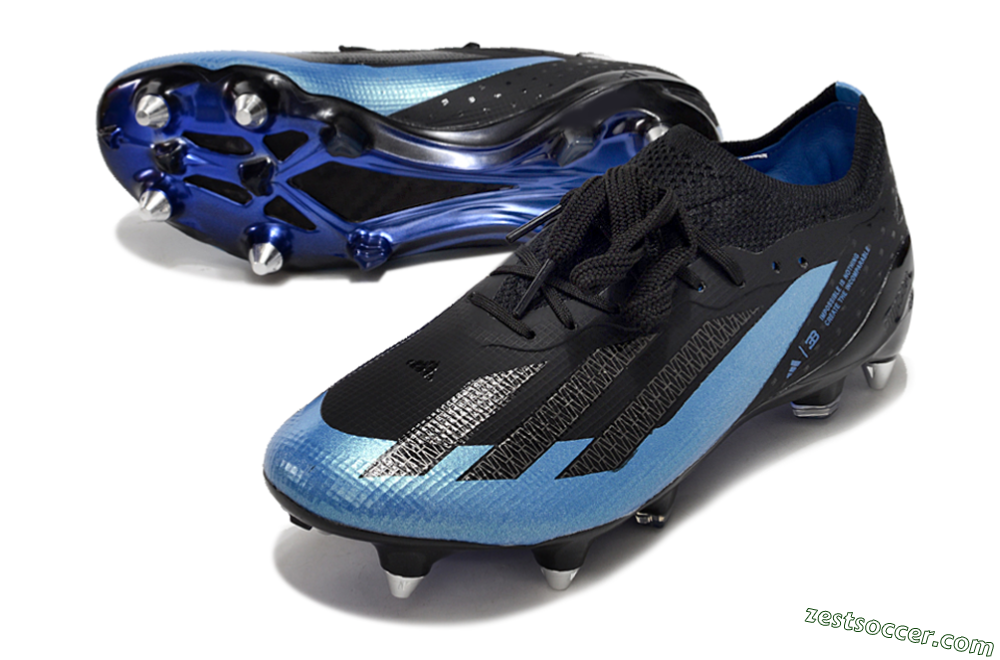 Adidas X Bugatti Crazyfast.1 SG Low-Tops Soccer Cleats - Black/Blue/Silver 3