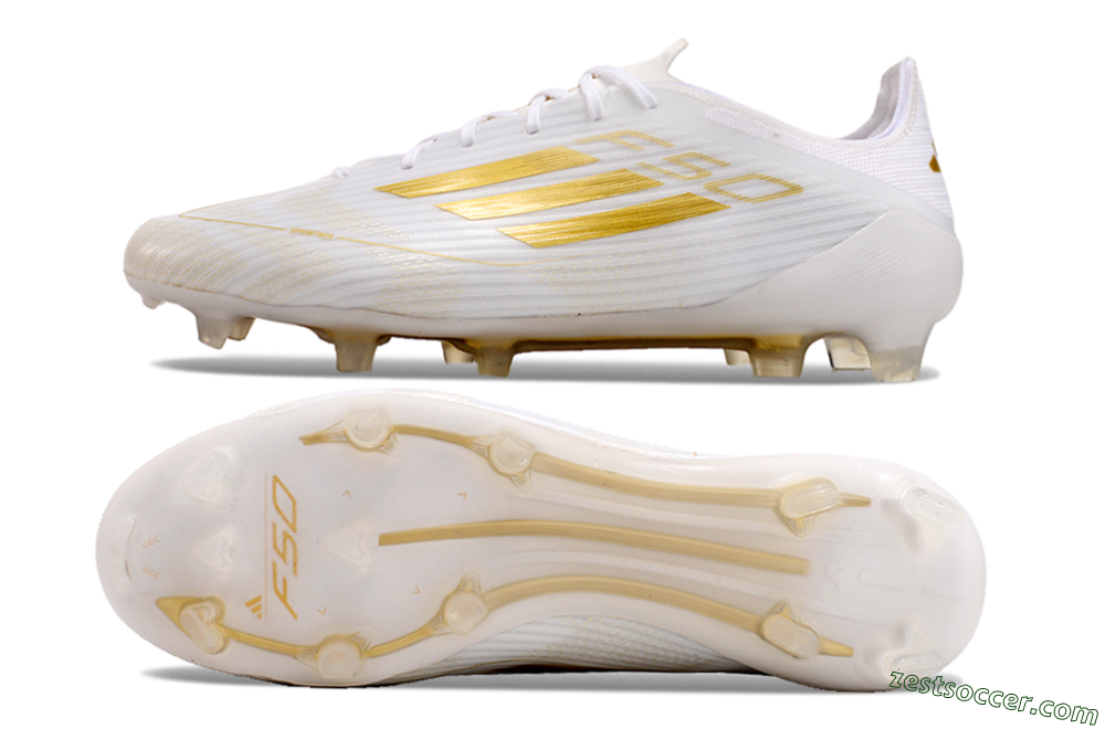 Adidas F50 Adizero FG Low-Tops Soccer Cleats - White/Gold 6