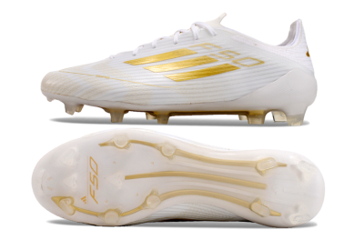 Adidas F50 Adizero FG Low-Tops Soccer Cleats - White/Gold