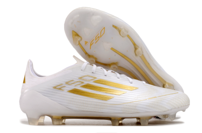 Adidas F50 Adizero FG Low-Tops Soccer Cleats - White/Gold