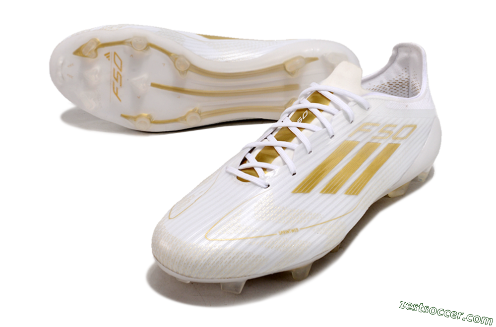 Adidas F50 Adizero FG Low-Tops Soccer Cleats - White/Gold 2