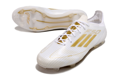 Adidas F50 Adizero FG Low-Tops Soccer Cleats - White/Gold