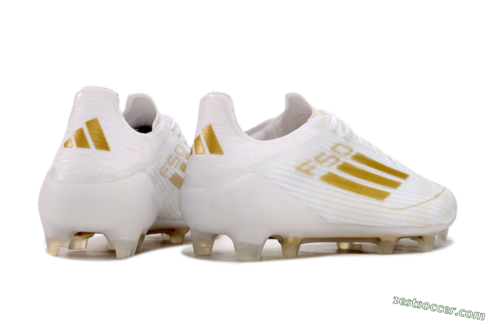 Adidas F50 Adizero FG Low-Tops Soccer Cleats - White/Gold 5