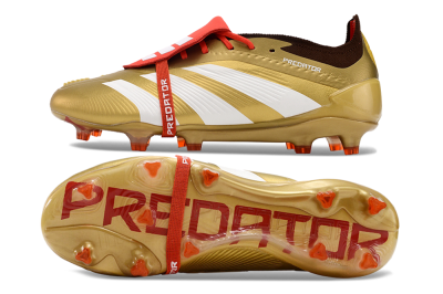 Adidas Predator Elite Foldover Tongue FG Low-Tops Soccer Cleats - Gold/White/Red