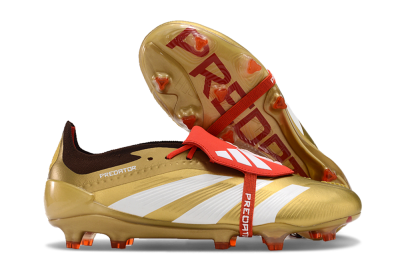 Adidas Predator Elite Foldover Tongue FG Low-Tops Soccer Cleats - Gold/White/Red