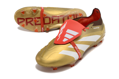 Adidas Predator Elite Foldover Tongue FG Low-Tops Soccer Cleats - Gold/White/Red