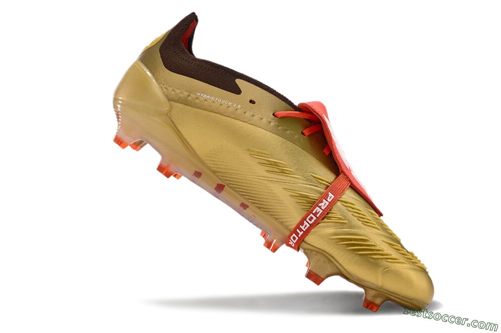 Adidas Predator Elite Foldover Tongue FG Low-Tops Soccer Cleats - Gold/White/Red 4