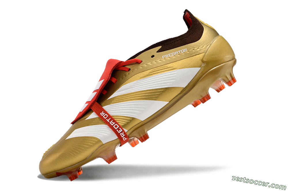 Adidas Predator Elite Foldover Tongue FG Low-Tops Soccer Cleats - Gold/White/Red 5