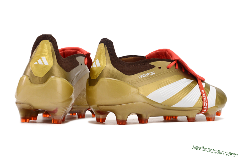 Adidas Predator Elite Foldover Tongue FG Low-Tops Soccer Cleats - Gold/White/Red 6
